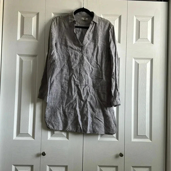 Artisan NY > Linen Gray Long Sleeve Tunic 💯 Linen Size Small - Picture 1 of 6